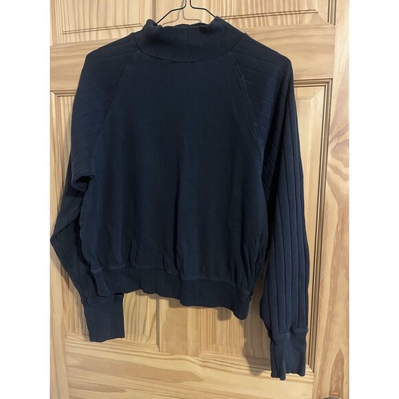 Free People Beach Too Cool to Care Cotton Pullover Sweater Top Size Small Black - Picture 1 of 4